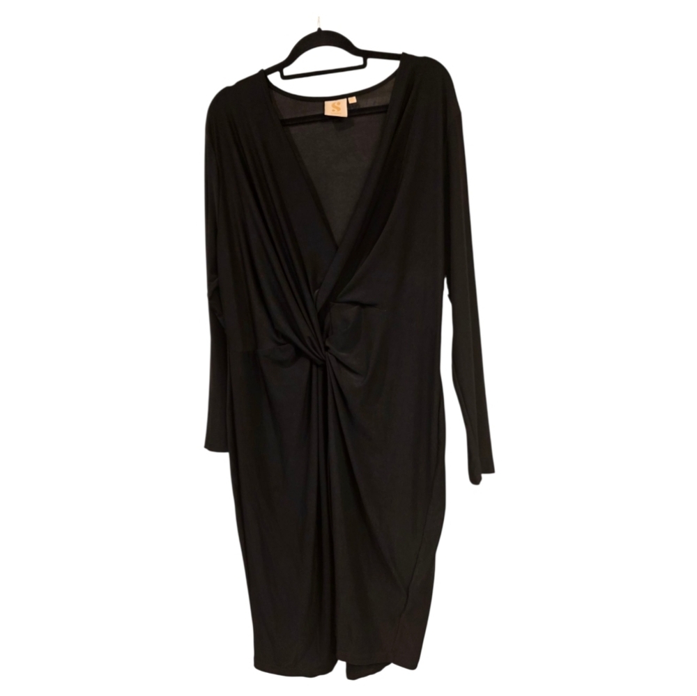 NWT SERENA‎ WILLIAMS Black Twisted Front Dress - Size 2X - Picture 2 of 10
